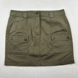 LL Bean Signature Womens Skirt 12 Mini Straight Cargo Pockets Utility Gorpcore